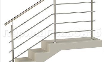 Четыре ригеля на сварке, круглый поручень и круглые стойки для крыльца в Воронеже. Готовые проекты ПерилаГлавСнаб