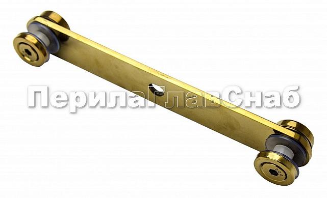 Стеклодержатель пластинчатый 3хМ8, по центрам 170х5 мм, полированный, шайбы 5 мм литые, под стекло 6-12 мм, (AISI 304), под золото Фk023-88