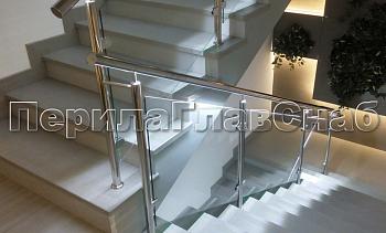 Нержавеющие перила и ограждения со стеклом и подсветкой в Воронеже. Готовые проекты ПерилаГлавСнаб