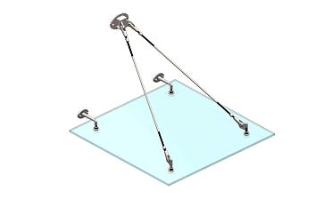 Комплект фурнитуры для козырька с двойным кронштейном стена-тяга 1200х1200 (на вантах/тягах) k671-12-12-2 купить в Воронеже