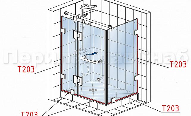 Уплотнитель для стекла в душевую кабину 8 мм, стекло-стекло 2200 мм t203 2