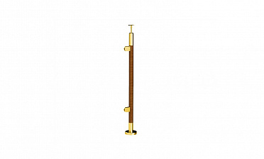 Готовая стойка Ø38,1х950 мм деревянная, со вставками из нержавеющей стали под золото 2х100 мм с 2 стеклодержателями k741-2-L-G купить в Воронеже Готовая стойка Ø38,1х950 мм деревянная, со вставками из нержавеющей стали под золото 2х100 мм с 2 стеклодержателями k741-2-L-G купить в Воронеже