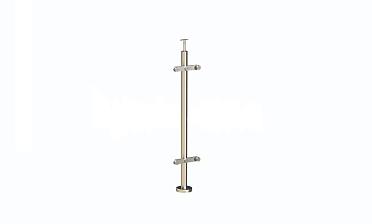 Стойка круглая  Ø38.1: 2 пластинчатых стеклодержателя, полированная, высота 950 мм (AISI 304) k729 купить в Воронеже