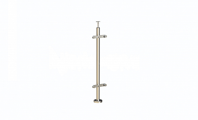Стойка круглая  Ø38.1: 2 пластинчатых стеклодержателя, полированная, высота 950 мм (AISI 304) k729 Стойка круглая  Ø38.1: 2 пластинчатых стеклодержателя, полированная, высота 950 мм (AISI 304) k729