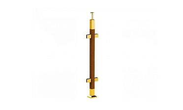 Готовая стойка 40х40х950 мм, деревянная, со вставками из нержавеющей стали 2х100 мм с 4 зажимными стеклодержателями, под золото k740-3-G купить в Воронеже
