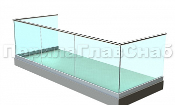 Ограждение на несущем стекле на алюминиевом профиле для балкона в Воронеже. Готовые проекты ПерилаГлавСнаб