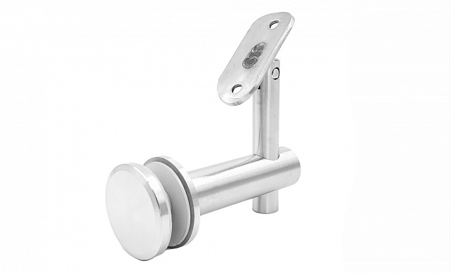 Выносной держатель поручня на стекло 8-20 мм, регулируемый, с ложементом, шлифованный, (AISI 304) k241 Выносной держатель поручня на стекло 8-20 мм, регулируемый, с ложементом, шлифованный, (AISI 304) k241