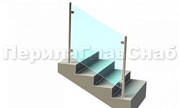 Ограждения лестницы без поручня с зажимными стеклодержателями и стойками в Воронеже. Готовые проекты ПерилаГлавСнаб