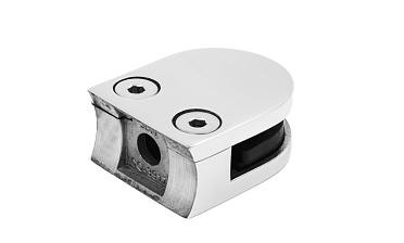 Стеклодержатель литой с вставками под стекло 8-10 мм, 4+4 мм, закругленный под стойку Ø38,1 мм (40х22х50), полированный, (AISI 304) k001-10 купить в Воронеже