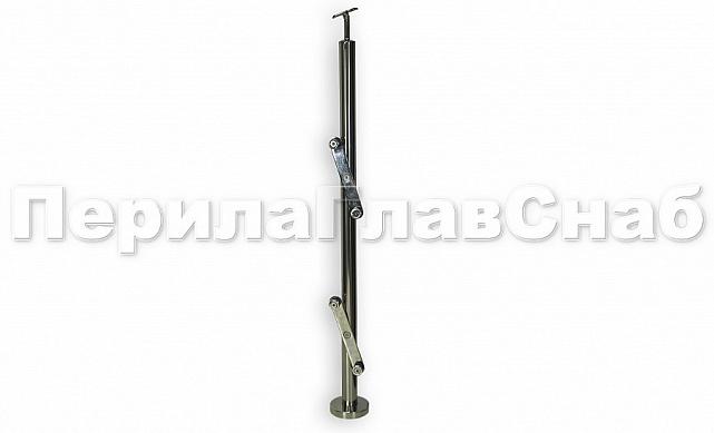 Стойка круглая  Ø38.1: 2 пластинчатых стеклодержателя, полированная, высота 950 мм (AISI 304) k729 2