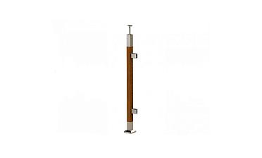 Готовая стойка 40х40х950 мм, деревянная, со вставками из нержавеющей стали 2х100 мм с 2 зажимными стеклодержателями k740-4-R купить в Воронеже