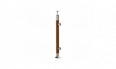 Готовая стойка 40х40х950 мм, деревянная, со вставками из нержавеющей стали 2х100 мм с 2 зажимными стеклодержателями k740-4-R купить в Воронеже Готовая стойка 40х40х950 мм, деревянная, со вставками из нержавеющей стали 2х100 мм с 2 зажимными стеклодержателями k740-4-R купить в Воронеже