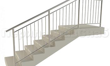 Нержавеющие ограждения для школ и детских садов с вертикальным заполнением “Частокол” - вариант №1 для крыльца в Воронеже. Готовые проекты ПерилаГлавСнаб