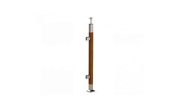 Готовая стойка 40х40х950 мм, деревянная, со вставками из нержавеющей стали 2х100 мм с 2 зажимными стеклодержателями k740-4-L купить в Воронеже