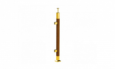 Готовая стойка 40х40х950 мм, деревянная, со вставками из нержавеющей стали 2х100 мм с 2 зажимными стеклодержателями, под золото k740-4-L-G купить в Воронеже Готовая стойка 40х40х950 мм, деревянная, со вставками из нержавеющей стали 2х100 мм с 2 зажимными стеклодержателями, под золото k740-4-L-G купить в Воронеже