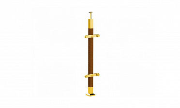 Готовая стойка 40х40х950 мм, деревянная, со вставками из нержавеющей стали 2х100 мм с 2 пластинчатыми стеклодержателями, под золото k740-2-G купить в Воронеже Готовая стойка 40х40х950 мм, деревянная, со вставками из нержавеющей стали 2х100 мм с 2 пластинчатыми стеклодержателями, под золото k740-2-G купить в Воронеже