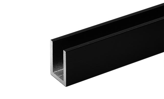 П-образный профиль 19x13, L=2200, под стекло 8 мм, алюминий анодированный в черный глянцевый t756-1 AND BL