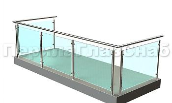 Ограждение из нержавеющей стали со стеклами для балкона в Воронеже. Готовые проекты ПерилаГлавСнаб