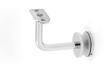 Держатель поручня Ø50.8 мм, на стекло 10-17 мм, Ø43х5 мм, вынос 60х70, нержавеющая сталь, полированная (AISI 304) k008-3 купить в Воронеже