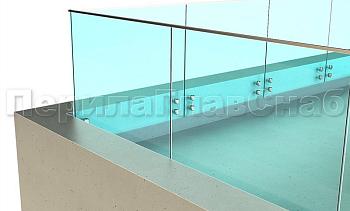 Ограждение на несущем стекле с торцевым креплением для крыш в Воронеже. Готовые проекты ПерилаГлавСнаб