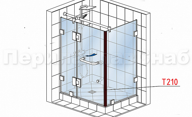 Комплект уплотнителей для стекла в душевую кабину (2 шт.), стекло-стекло 8 мм, с магнитом 90°/180°, 2200 мм t210 2 Комплект уплотнителей для стекла в душевую кабину (2 шт.), стекло-стекло 8 мм, с магнитом 90°/180°, 2200 мм t210 2
