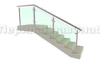 Ограждение для лестницы из нержавейки с зажимными стеклодержателями для крыльца в Воронеже. Готовые проекты ПерилаГлавСнаб