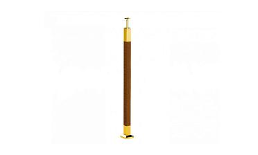 Готовая стойка 40х40х950 мм, деревянная нелакированная, со вставками из нержавеющей стали под золото 2х100 мм k740-G купить в Воронеже