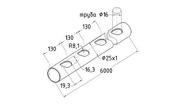Труба AISI 201 25х1х6000, с перфорацией под  Ø16, 30°, GRIT 600 831-5 купить в Воронеже