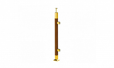 Готовая стойка 40х40х950 мм, деревянная, со вставками из нержавеющей стали 2х100 мм с 2 зажимными стеклодержателями, под золото k740-4-R-G купить в Воронеже Готовая стойка 40х40х950 мм, деревянная, со вставками из нержавеющей стали 2х100 мм с 2 зажимными стеклодержателями, под золото k740-4-R-G купить в Воронеже