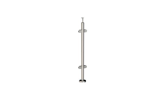 Стойка круглая Ø38.1: 4 литых зажимных стеклодержателя, полированная, высота 950 мм (AISI 304) k724