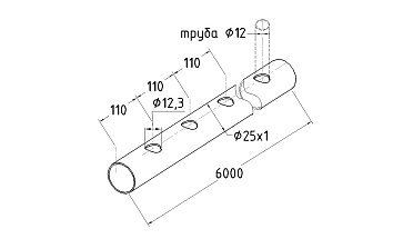 Труба AISI 304 25х1х6000, с перфорацией под  Ø12, 30°, GRIT 600 837-5 купить в Воронеже Труба AISI 304 25х1х6000, с перфорацией под  Ø12, 30°, GRIT 600 837-5 купить в Воронеже