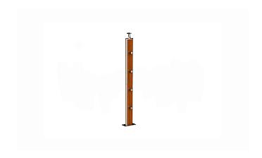 Дизайнерская плоская комбинированная стойка в сборе из шлифованной нержавеющей стали и древесины дуба с четырьмя ригеледержателями k742-2 купить в Воронеже