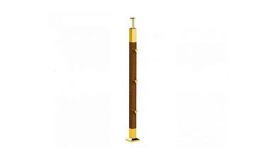 Готовая стойка 40х40х950 мм, деревянная, со вставками из нержавеющей стали 2х100 мм с 3 ригеледержателями k740-1-G купить в Воронеже