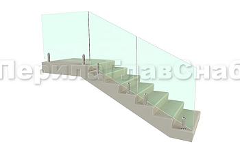 Цельностеклянное лестничное ограждение на министойках из нержавеющей стали для крыльца в Воронеже. Готовые проекты ПерилаГлавСнаб