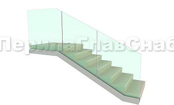 Цельностеклянное ограждение на зажимном алюминиевом профиле для крыльца в Воронеже. Готовые проекты ПерилаГлавСнаб