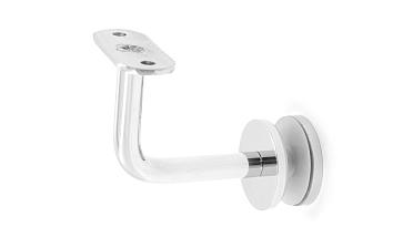 Держатель поручня на стекло 10-17 мм, с ложементом на плоскость, вынос 60х70 мм, Ø43х5 мм, нержавеющая сталь AISI 304, полированная k008-4 купить в Воронеже