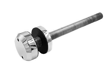 Стеклодержатель Ø50х10х18, шпилька М16х205 мм, для стекла 8-40 мм, AISI (201), с возможностью регулировки выноса до 65 мм, для торцевого крепления стекла, полированный, литой k277-3 купить в Воронеже