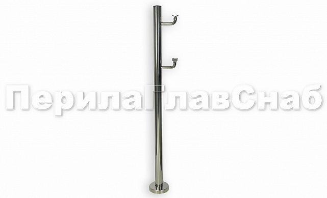 Стойка для пандуса: под 2 поручня Ø38,1 мм для инвалидов, полированная, высота 900 мм  (AISI 304) k750 2 Стойка для пандуса: под 2 поручня Ø38,1 мм для инвалидов, полированная, высота 900 мм  (AISI 304) k750 2