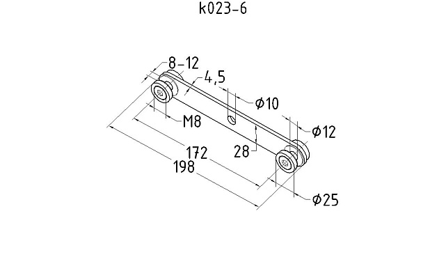 Стеклодержатель пластинчатый, под стекло 6-12 мм, полированный, по центрам 172х5 мм (AISI 304) k023-6 5 Стеклодержатель пластинчатый, под стекло 6-12 мм, полированный, по центрам 172х5 мм (AISI 304) k023-6 5