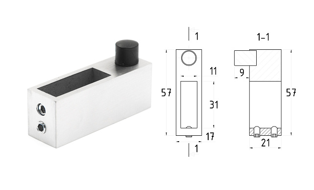Комплект раздвижной системы для душевой, AISI 304, шлифованный t401 SSS 7 Комплект раздвижной системы для душевой, AISI 304, шлифованный t401 SSS 7