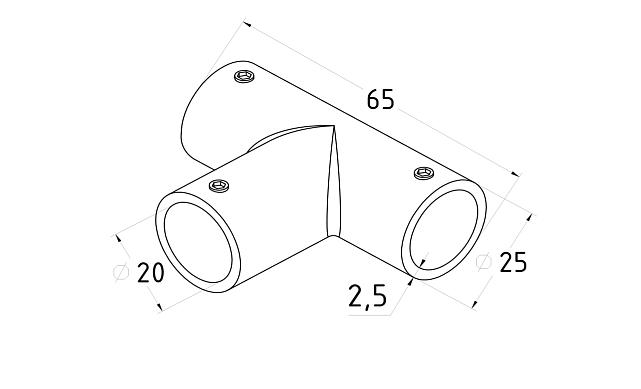 Соединитель-тройник для трубы 19 мм, нержавеющая сталь AISI 304, полированная t902 PSS 3