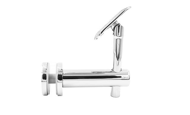 Выносной держатель поручня на стекло 8-20 мм, регулируемый, с ложементом, полированный, (AISI 304) k241-5 8