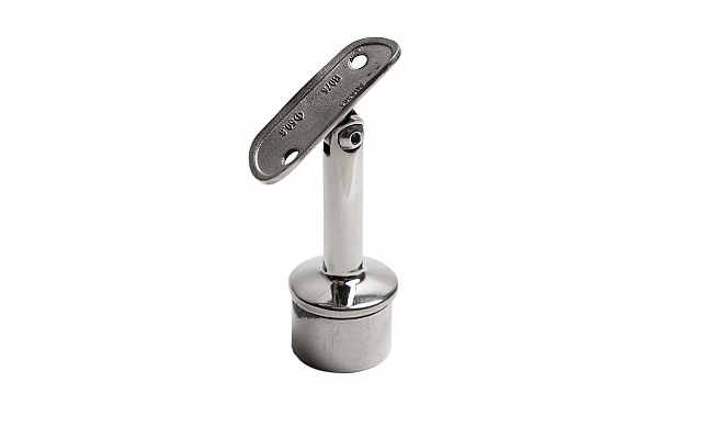 Наконечник палец с регулируемым ложементом под поручень Ø38.1-42.4 мм, на стойку Ø38.1х1.5 мм, литой, полированный, нержавеющий (AISI 304) k006-7 5 Наконечник палец с регулируемым ложементом под поручень Ø38.1-42.4 мм, на стойку Ø38.1х1.5 мм, литой, полированный, нержавеющий (AISI 304) k006-7 5