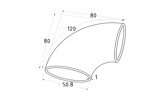 Отвод поручня под сварку для Ø50.8х1.0 мм,  полированный 400 Grit, AISI 201 k021-7 2 Отвод поручня под сварку для Ø50.8х1.0 мм,  полированный 400 Grit, AISI 201 k021-7 2