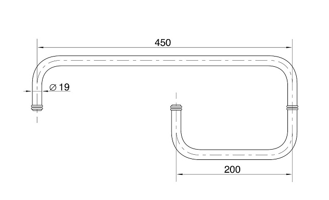 Дверная ручка 19х450х200 мм, черная, aisi 304 t626 BL 2 Дверная ручка 19х450х200 мм, черная, aisi 304 t626 BL 2