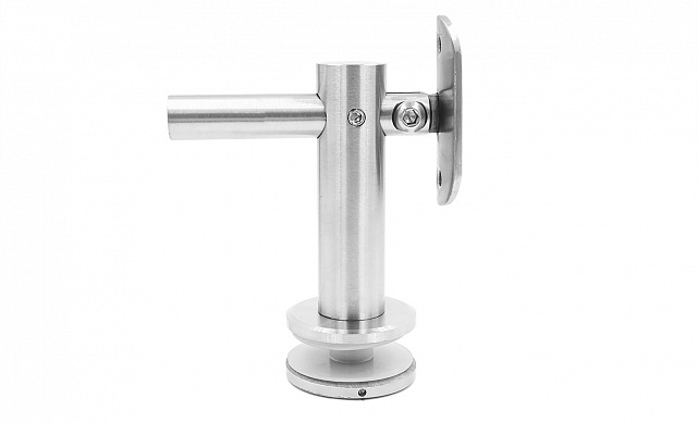 Выносной держатель поручня на стекло 8-20 мм, регулируемый, с ложементом, шлифованный, (AISI 304) k241 6 Выносной держатель поручня на стекло 8-20 мм, регулируемый, с ложементом, шлифованный, (AISI 304) k241 6