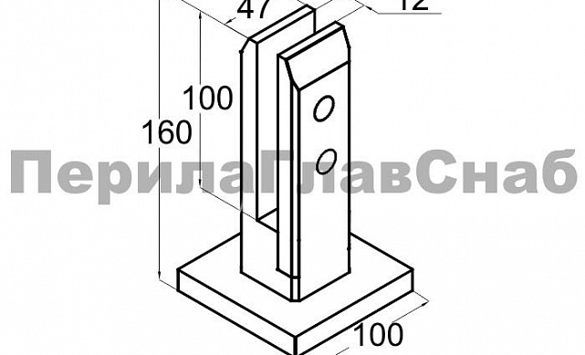 Стеклодержатель литой напольный, плоский 50х50х160 мм, полированный, под золото (AISI 304) Фk275-88 2 Стеклодержатель литой напольный, плоский 50х50х160 мм, полированный, под золото (AISI 304) Фk275-88 2