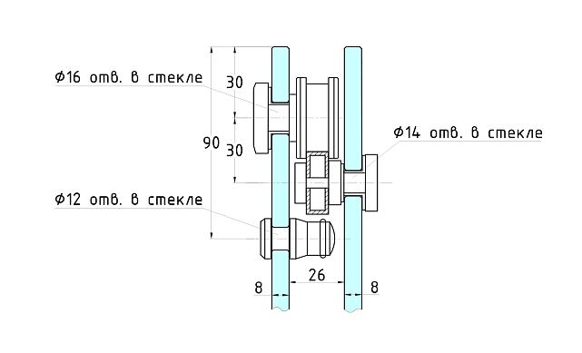  Комплект раздвижной системы для стеклянной душевой, цинк, черный t401 BZn 2