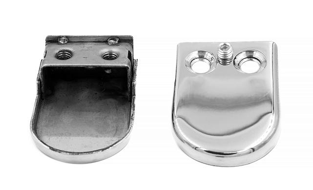 Стеклодержатель штампованный под стекло 10 мм (5+5 мм), под стойку Ø38.1 мм (39х24х55), полированный (AISI 304) k538-10 7