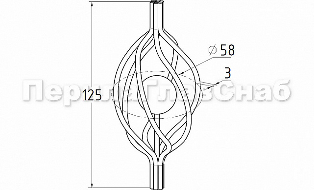 Декоративная вставка (корзинка) для стойки Ø25 мм с серебряным шаром k388-3 3 Декоративная вставка (корзинка) для стойки Ø25 мм с серебряным шаром k388-3 3